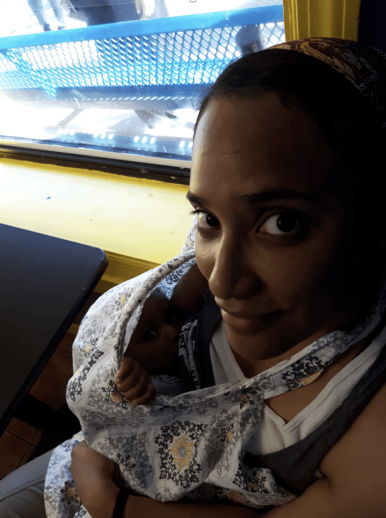 Mom breastfeeding in public