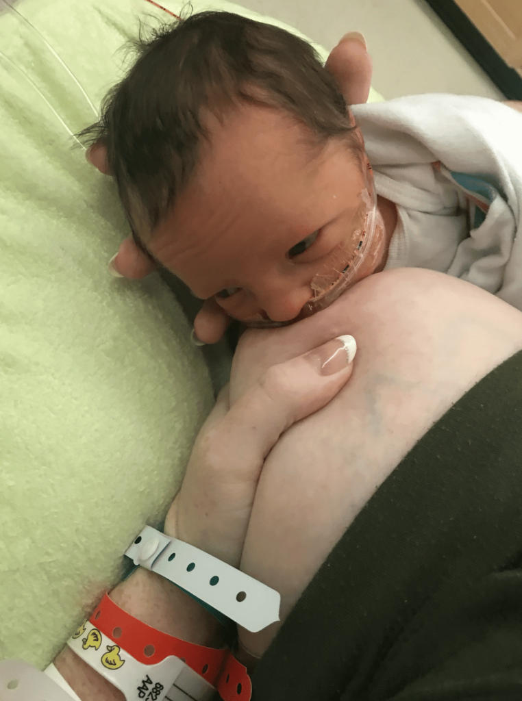 Flow sensitive pre-term baby in NICU, gaining well with mom’s ample production and fast flow.