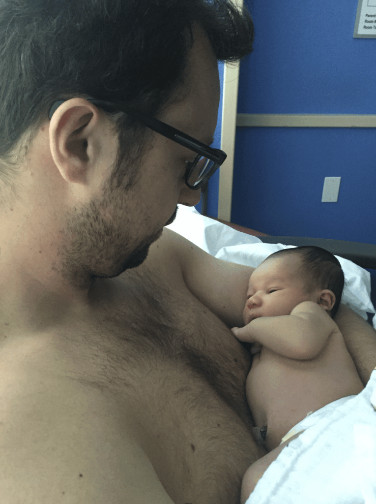 Skin to skin contact with baby