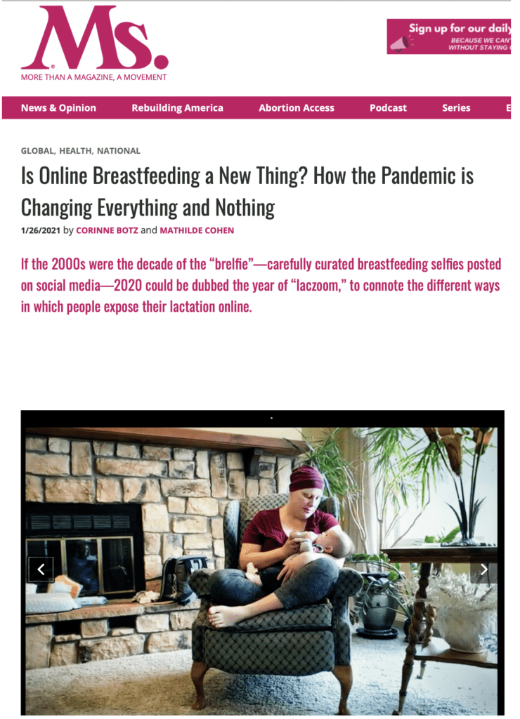 Ms. online article Is Online Breastfeeding a New Thing? How the Pandemic is Changing Everything and Nothing