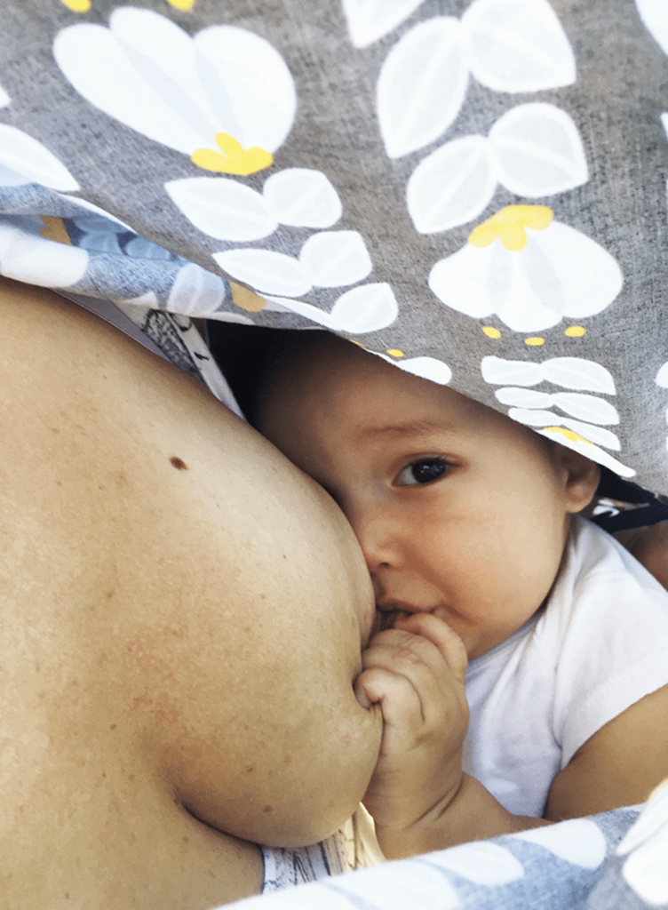 This very stretchy nipple does not look rounded after nursing, but mom has no pain and baby is gaining well.