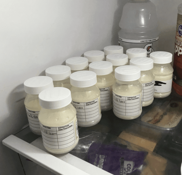 Donor milk being stored