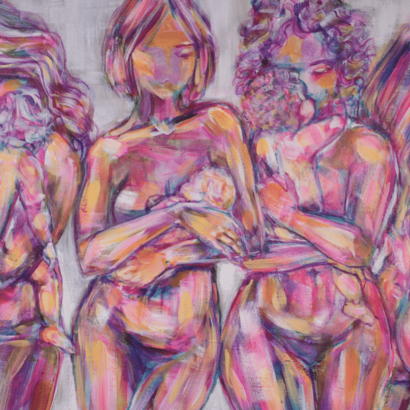 painting of women with their babies by Chloe Trayhurn