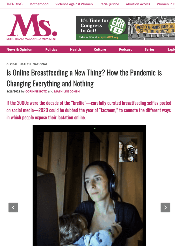 Screenshot of article about online breastfeeding