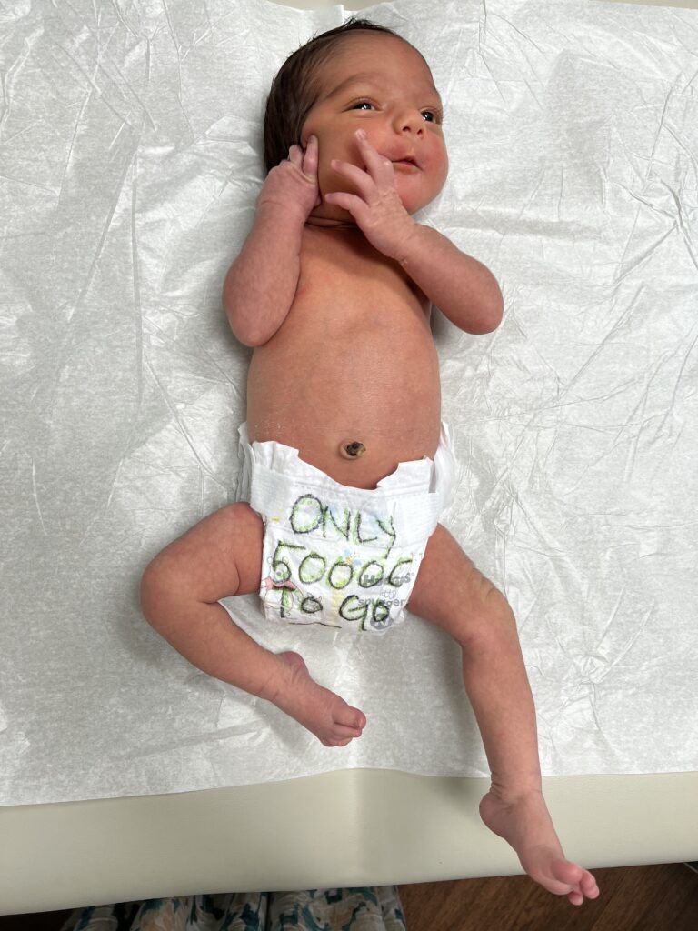 Baby with funny diaper