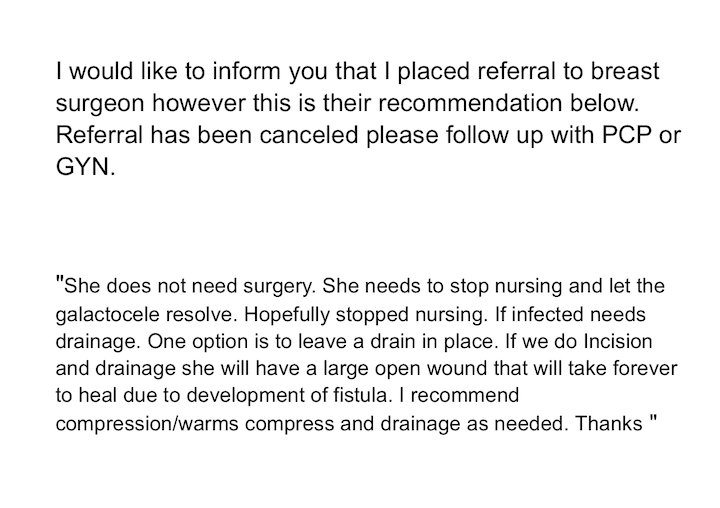 Message from general surgeon