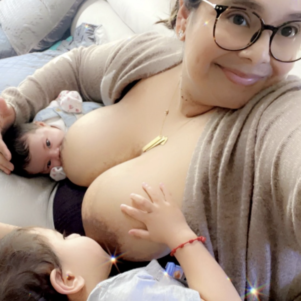 tandem nursing, breastfeeding baby and toddler