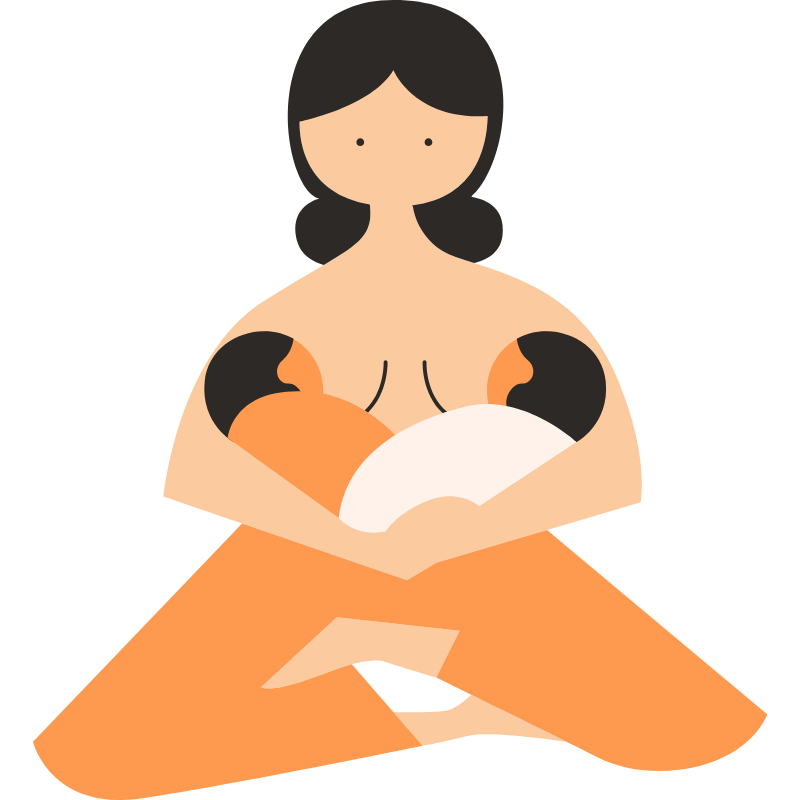 Illustration of Mom Breastfeeding two babies